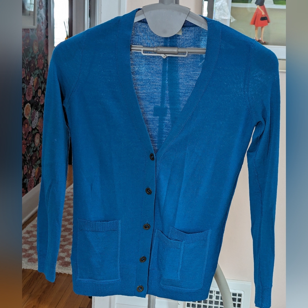 JCrew/Wallace Wool Bright Blue Cardigan, Small